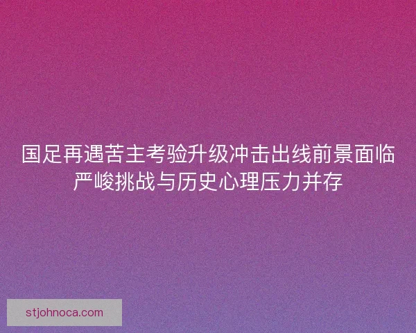 国足再遇苦主考验升级冲击出线前景面临严峻挑战与历史心理压力并存